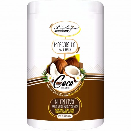 Be Shyne Mascarilla de Coco Nutritiva 1000ml - Para Cabellos Secos y Deshidratados
