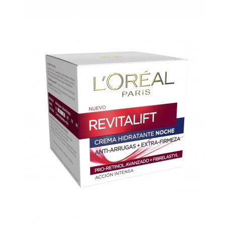 L'Oréal Revitalift Crema de Crema Noche Anti-Arrugas  50 ml, Pro-Retinol Avanzado y Fibrelastyl para Extra-Firmeza