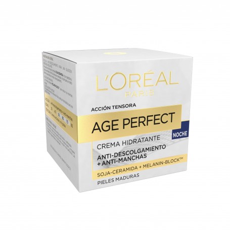 L'Oréal Age Perfect Crema de Día Hidratante para Pieles Maduras 50ml - Enriquecida con Complejo SOJA-CERAMIDA y Melanin-Block™