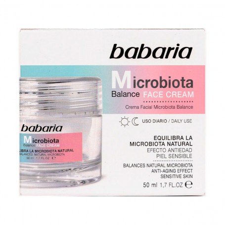 Babaria Microbiota Balance Crema Facial para Uso Diario en Piel Sensible, 50ml - Con Prebióticos y Probióticos