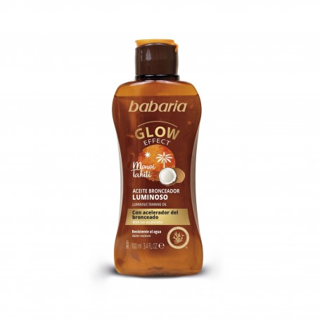 Babaria Aceite Bronceador Luminoso SPF - Mini Formato Viaje 100ml, Apto para Avión. Brillo Duradero