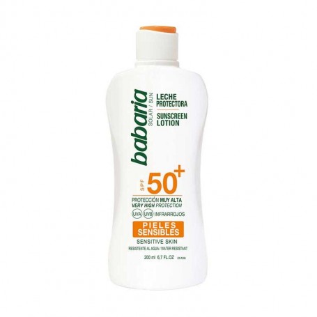 Babaria Leche Solar SPF 50 para Piel Sensible -Formato 200ml. Protección Avanzada