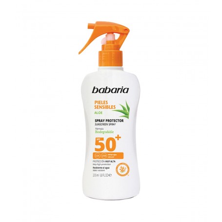 Babaria Spray Protector Solar SPF 50 para Pieles Sensibles, 200ml – Máxima Protección y Cuidado Delicad