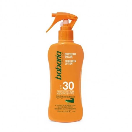 Babaria Aqua Protectora SPF 30 – Agua Solar Aceleradora del Bronceado, 200ml