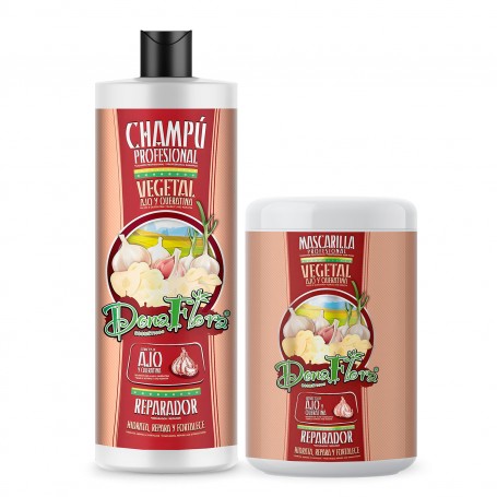 Pack DonaFlora Ajo & Queratina: Champú 1000ml + Mascarilla Capilar 1000ml