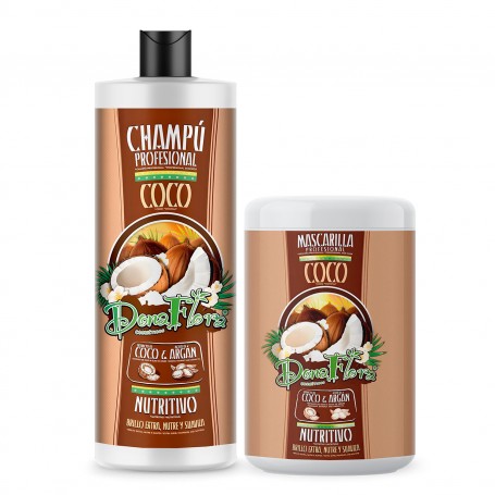 Pack Dona Flora Coco & Argan: Champú 1000ml + Mascarilla Capilar 1000ml