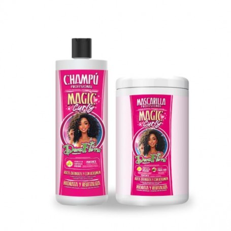 Pack DonaFlora Magic Curls: Champú 1000ml + Mascarilla Capilar 1000ml - Control y definición de rizos