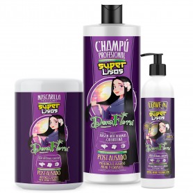 Pack DonaFlora Super Lisos: Champú 1000ml + Mascarilla Capilar 1000ml + Leave In 500ml