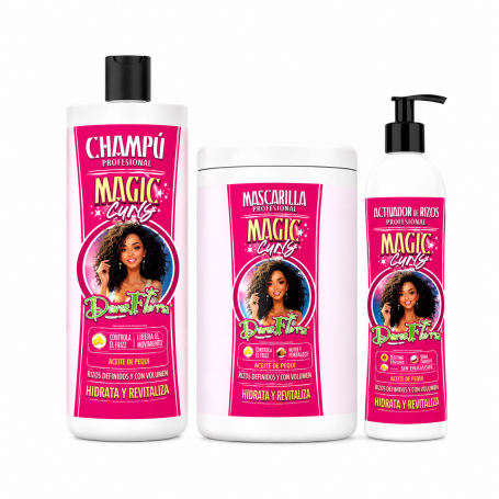 Pack DonaFlora Magic Curls: Champú 1000ml + Mascarilla Capilar 1000ml  + Activador 500ml - Control y definición de rizos
